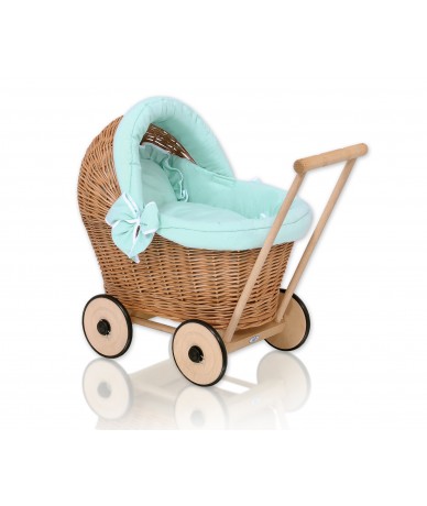 Wicker doll pushchair pink...